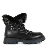 Ankle boots in Calfskin and jacquard fabric