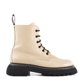 Lace-up Boots in beige calfskin leather