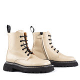 Lace-up Boots in beige calfskin leather
