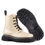 Lace-up Boots in beige calfskin leather