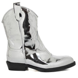 Texan boots in silver patent leather