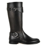 Boots in Black Calfskin Leather with Buckles