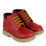 First-steps Outdoor Boots in Red Calfskin Leather