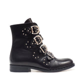 Boots in Black Calfskin Leather with Buckles