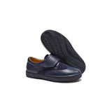 Single strap sneakers in blue kip and blue velour