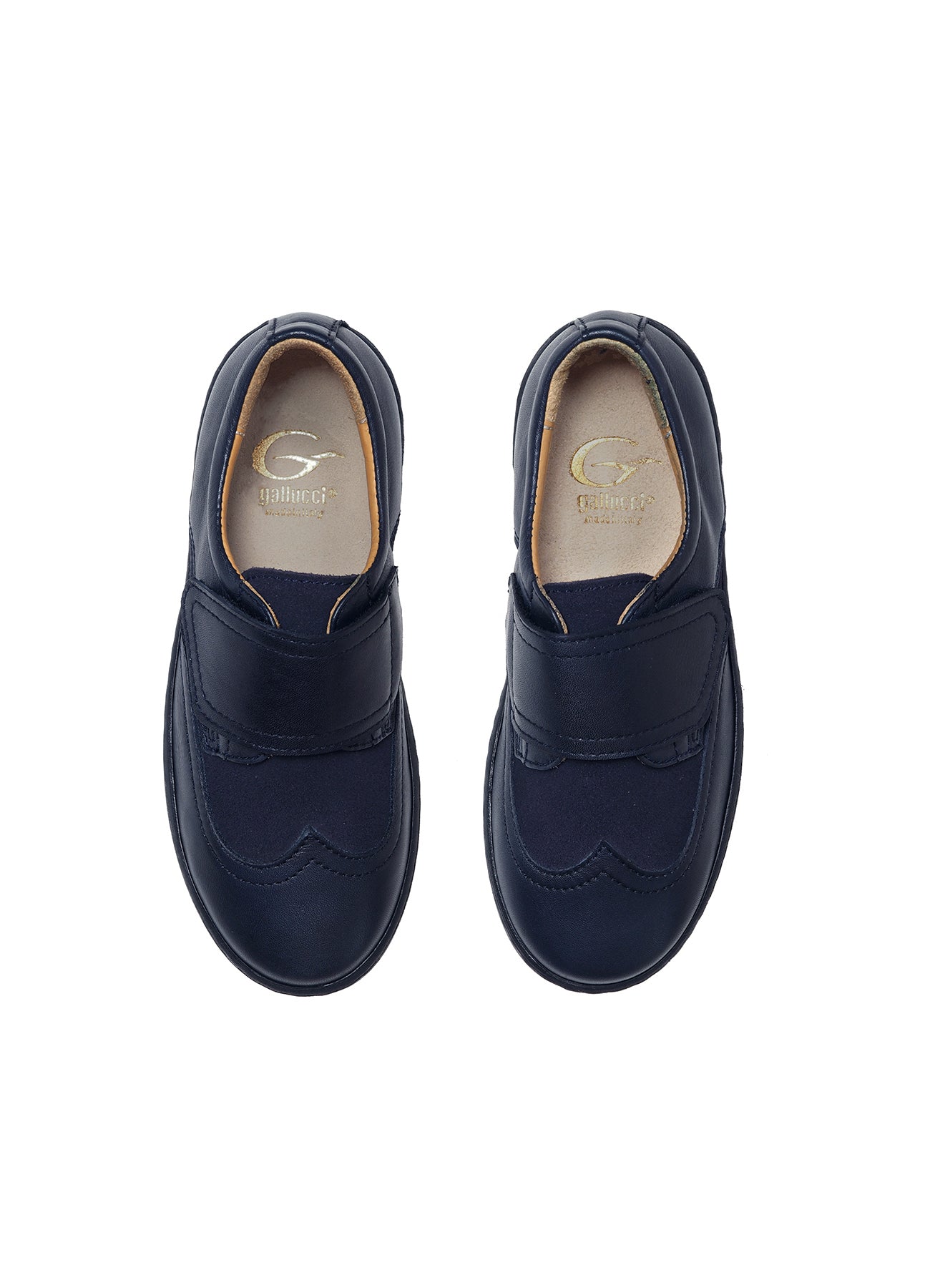 Single strap sneakers in blue kip and blue velour