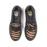Penny loafer in black calfskin and pony leathers