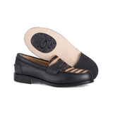 Penny loafer in black calfskin and pony leathers