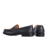 Penny loafer in black calfskin and pony leathers