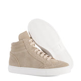Brogues High-top Sneakers in Beige Suede