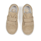 Double Straps Brogue Sneakers in Beige Suede Leather