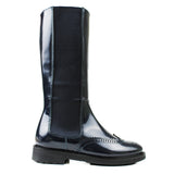 High Top Chelsea Boots in Navy Patent Leather