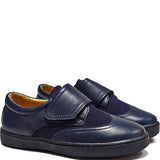 Single strap sneakers in blue kip and blue velour