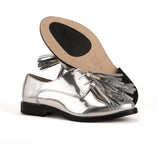 Derby with Tassel in Silver Calfskin Leather