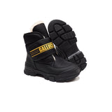 Single Strap Boots in black Technical Fabrics with shearling