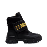 Single Strap Boots in black Technical Fabrics with shearling