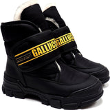 Single Strap Boots in black Technical Fabrics with shearling