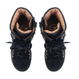Hiking Boots in Blue Calfskin and Suede Leather