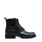 Boots in Blue Tartan Fabric Leather