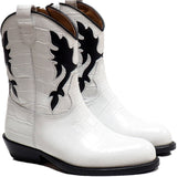 Texan Boots in White Crocodile Effect