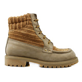 Hiking Boots in Beige Nubuk and Velvet Leather