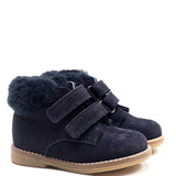Double Strap Desert Boots in Blue Suede Leather