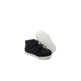 Double Strap Toddler High-Top Sneakers in Blue Calfskin Leather