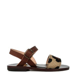 Sandals in Calfskin Leather and Animalier Effect Pony Hair Leather