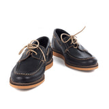 Black Leather Goodyear Welted Boat Shoes