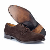 911 Alberto Derby Calfskin Suede Dark Brown