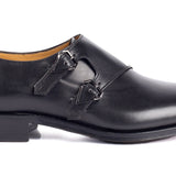 913 Alberto Double Monk Calfskin Leather Black