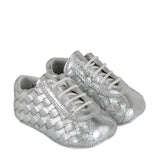 Newborn derby in woven silver leather
