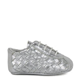 Newborn derby in woven silver leather