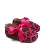 Newborn Shoes in Pink Suede Animalier Leather