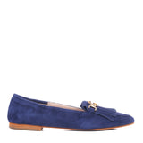 Women ballerinas in blu suede leather