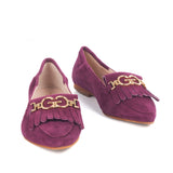 Women ballerinas in suede leather