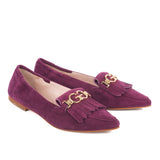 Women ballerinas in suede leather