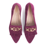 Women ballerinas in suede leather