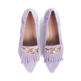 Women ballerinas in suede leather with fringe