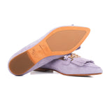 Women ballerinas in suede leather with fringe