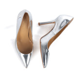 Décolleté stiletto heels patent Silver leather