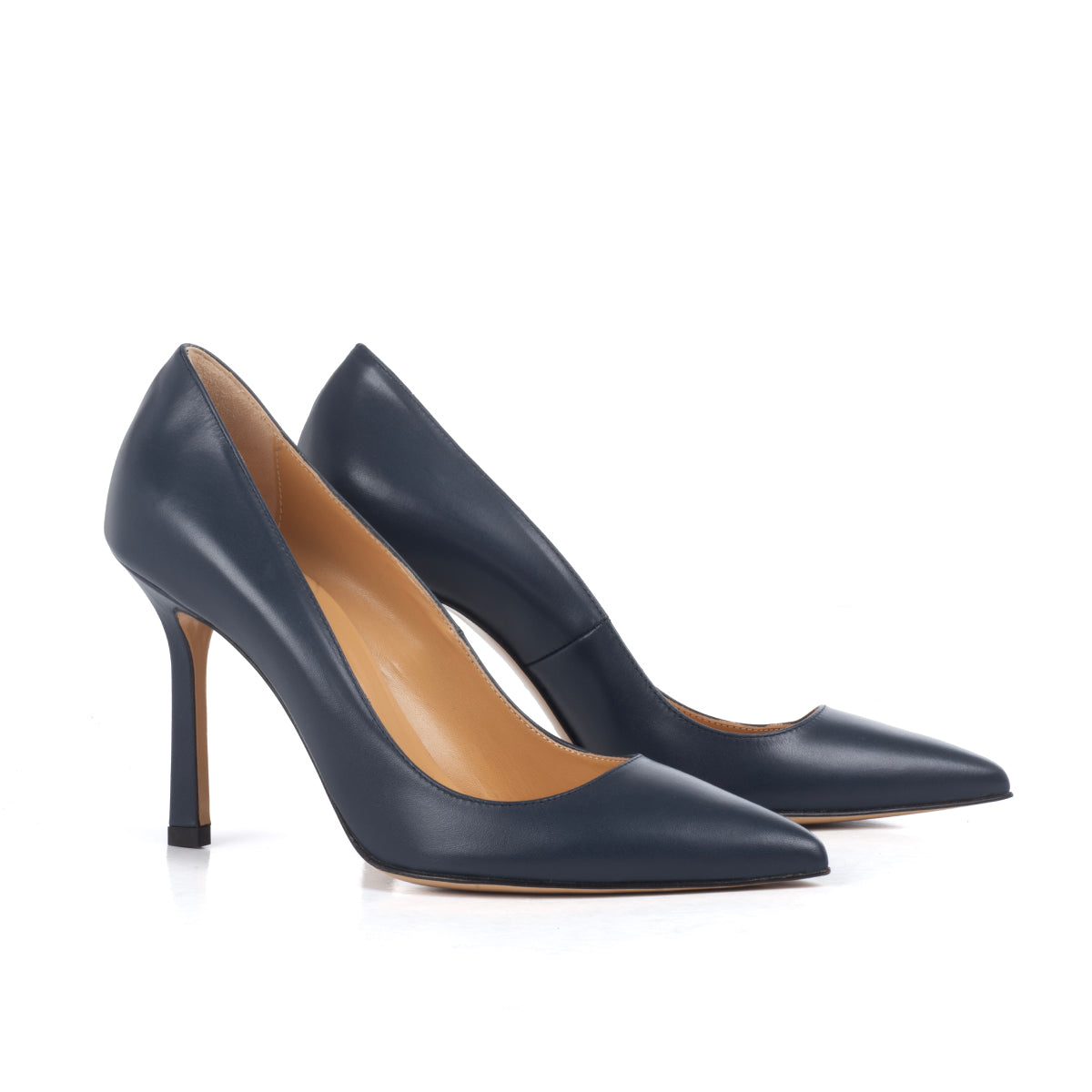 Décolleté stiletto heels blu calfskin leather