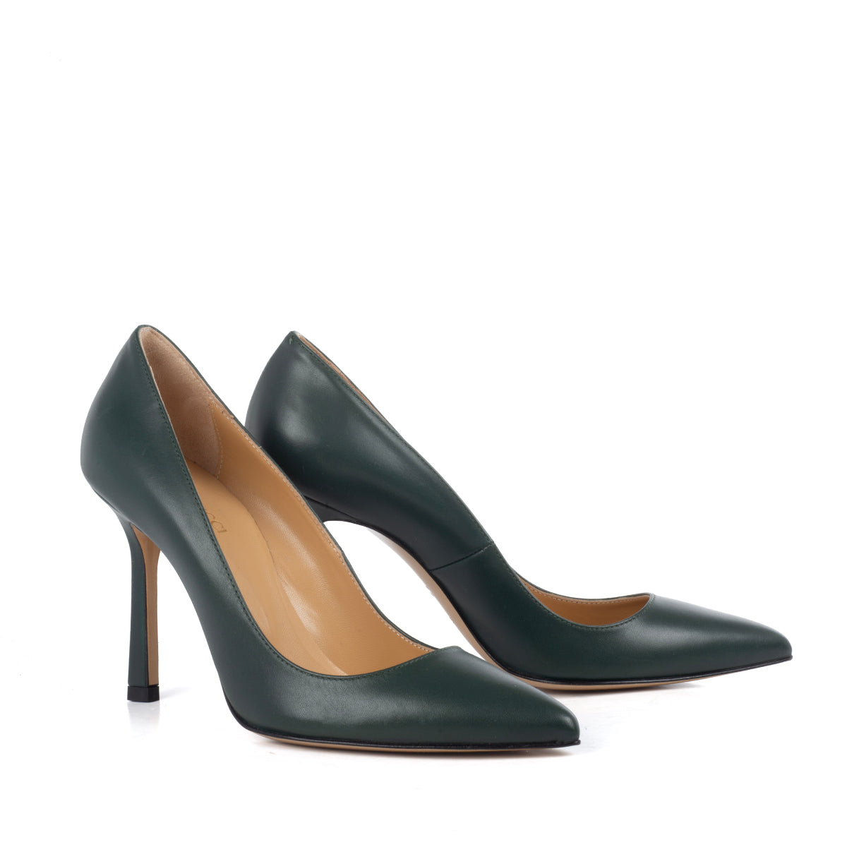 Décolleté stiletto heels Calfskin leather green