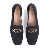 Women ballerinas in dark grey suede leather