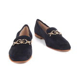 Women ballerinas in dark grey suede leather