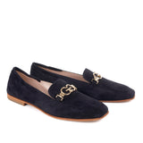 Women ballerinas in dark grey suede leather