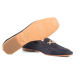 Women ballerinas in dark grey suede leather