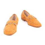 Women ballerinas in honey suede leather