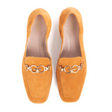 Women ballerinas in honey suede leather