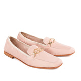 Women ballerinas in pink pony hair leather